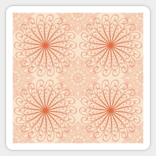 Bright Orange Abstract Mandala Pattern Sticker